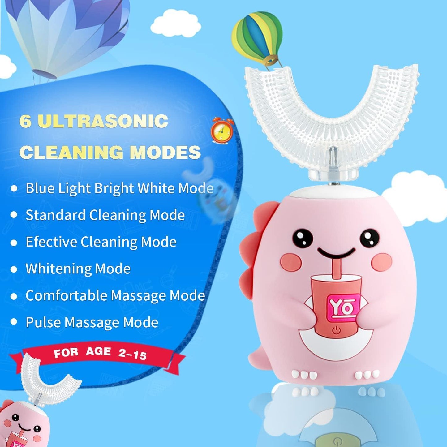 Rechargeable 360° Sonic U-Shape Electric Toothbrush for Kids