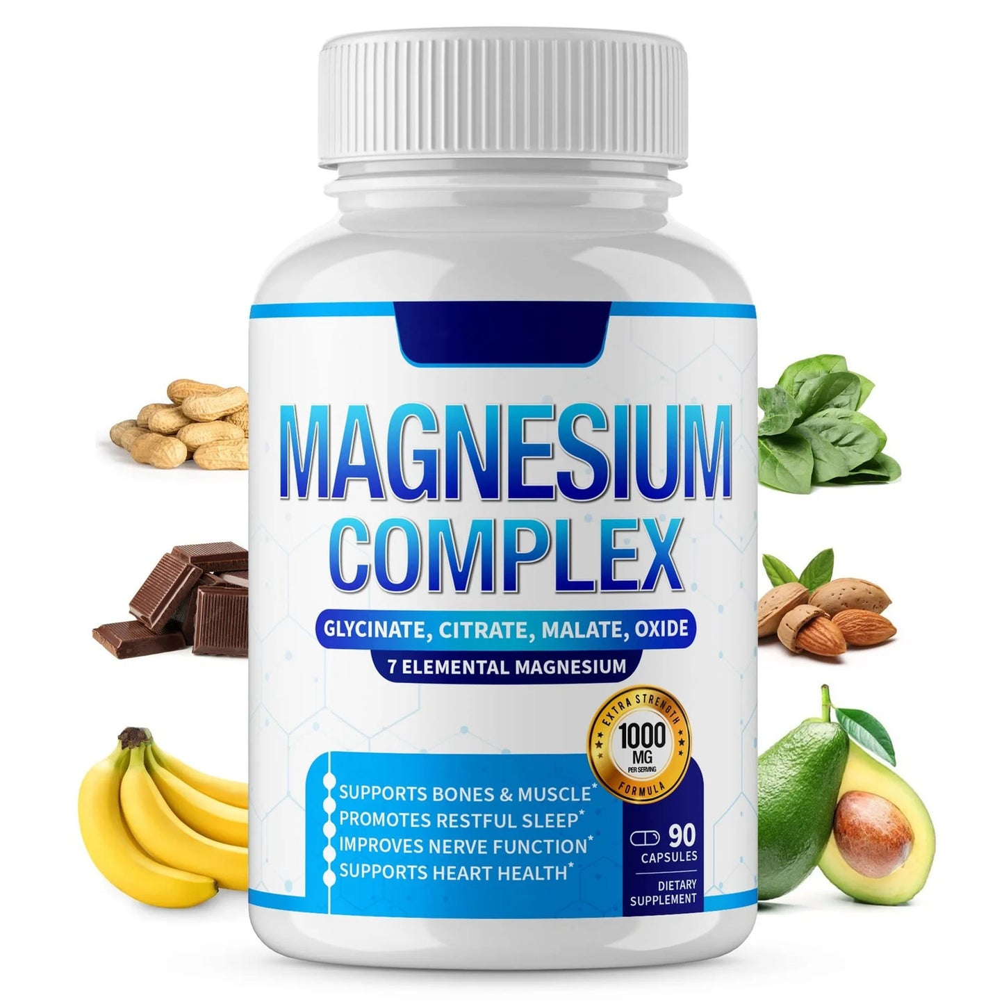 3-in-1 Magnesium Glycinate 1800mg Complex  Capsules