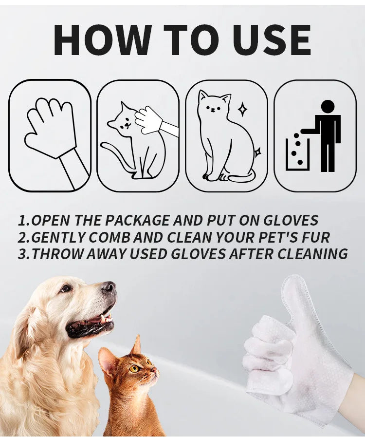 Pet Grooming Wipe Gloves | Easy Cat & Dog Cleaning