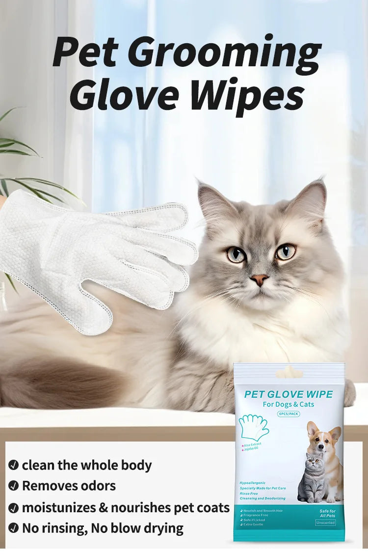 Pet Grooming Wipe Gloves | Easy Cat & Dog Cleaning